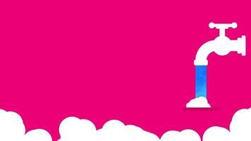 Water bubbles rise from a faucet on a pink backdrop, creating a fun and fresh animated visual with a sense of flow video