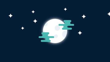uma brilhando lua flutua através uma estrelado céu, criando uma calmante e sonhe como animado noite cena video
