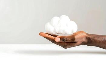 Hand of Businessman with Cloud Computing and Data Storage Technology photo