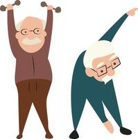 Senior Men Exercise Fitness Routine. vector