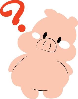 Curious Cartoon Pig Asks Question