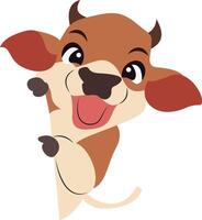 Happy Cartoon Calf Peeking Corner vector