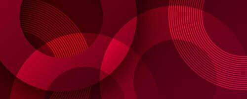 3D red abstract background overlap layer on dark space with circles lines effect decoration. Modern graphic design element cutout style concept for web banner, flyer, card, cover, or brochure vector