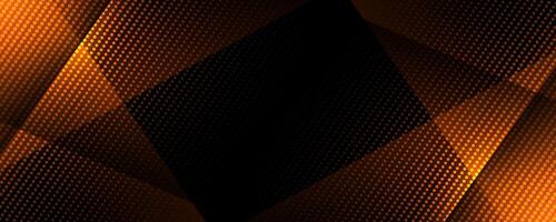 3D orange black techno abstract background overlap layer on dark space with polygon lines effect decoration. Modern graphic design element cutout style concept for web banner, flyer, or brochure cover vector