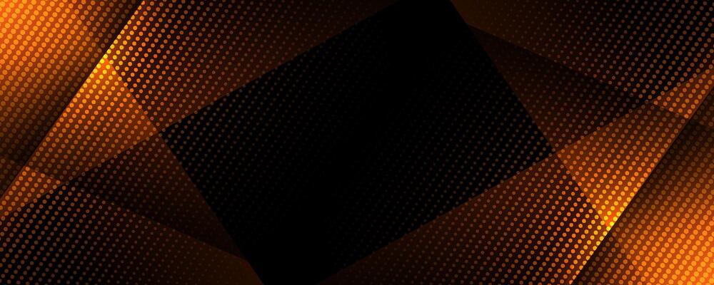 3D orange black techno abstract background overlap layer on dark space with polygon lines effect decoration. Modern graphic design element cutout style concept for web banner, flyer, or brochure cover