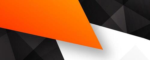 3D black orange abstract background overlap layer on bright space with polygon effect decoration. Modern graphic design element cutout style concept for web banner, flyer, card, or brochure cover vector