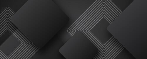 3D black abstract background overlap layer on dark space with rounded squares effect decoration. Modern graphic design element cutout style concept for web banner, art, flyer, card, or brochure cover vector