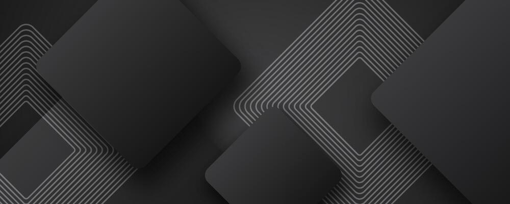 3D black abstract background overlap layer on dark space with rounded squares effect decoration. Modern graphic design element cutout style concept for web banner, art, flyer, card, or brochure cover