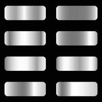 Eight silver rectangular buttons with metallic gradient on a black background vector