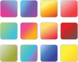 Colorful gradient rounded square buttons collection in various shades and design elements vector