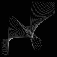 Abstract white lines flowing across a black background creating a dynamic artistic design vector