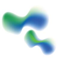 Abstract gradient fluid shapes in blue and green colors on white background vector