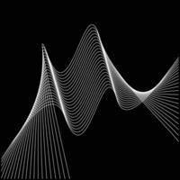 Abstract white line art forming a flowing wave-like design on a black background vector