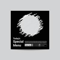 Modern Restaurant Social Media Post Design Template Black Background vector