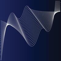 Abstract waveform design with white lines on a dark blue gradient background vector
