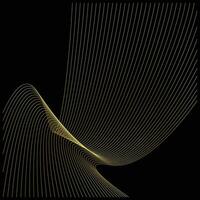 Abstract gold lines flowing across a black background creating a sense of movement vector