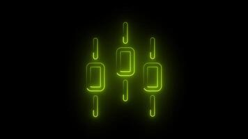 Glowing neon green icon loop animation, glowing neon logo animation on black background, with alpha. video