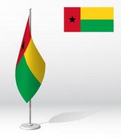 GUINEA BISSAU flag on flagpole for registration of solemn event, meeting foreign guests. National independence day of GUINEA. Realistic 3D on white vector