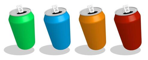 realistic bright aluminum can for soft drinks. Template for advertising on the product with your tagline. 3d image isolated on white background vector