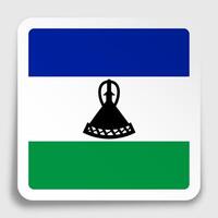 Lesotho flag icon on paper square sticker with shadow. Button for mobile application or web. image vector