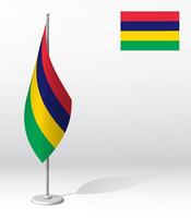 MAURITIUS flag on flagpole for registration of solemn event, meeting foreign guests. National independence day of MAURITIUS. Realistic 3D on white vector
