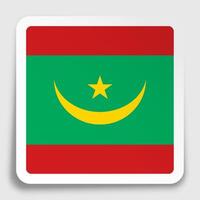 mauritania flag icon on paper square sticker with shadow. Button for mobile application or web. image vector