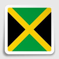 JAMAICA flag icon on paper square sticker with shadow. Button for mobile application or web. image vector