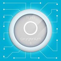 Realistic button with oxygenium symbol. Chemical element is oxygenium. image isolated on white background vector
