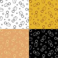 set of seamless patterns with medal of soldier, military round order and stars. Ornament for decoration and printing on fabric. Design element. vector