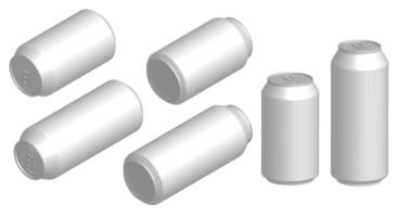 realistic mockup of aluminum can for soft drinks. Template for advertising on the product. 3d image isolated on white background vector