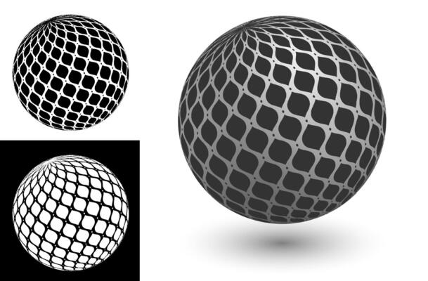 decorative sphere with Oriental ornament with diamonds and dots. Design element for banner decoration. Easy to edit color. Isolated black and white image