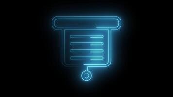 Glowing neon cyan icon loop animation, glowing neon logo animation on black background, with alpha. video