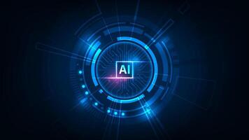 Artificial intelligence hardware microchip concept glowing connection technology abstract background vector