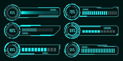 Set of modern loading progress bar HUD user interface elements technology design vector