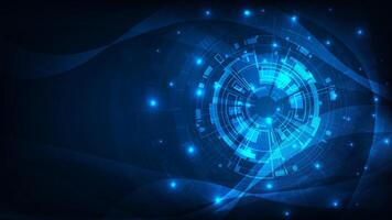 Abstract digital tech circle technology with internet network concept futuristic blue background. vector