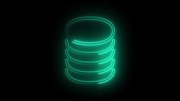 Glowing neon icon loop animation, glowing neon logo animation on black background, with alpha. video
