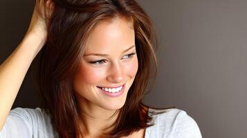 A woman with a smile on her face photo