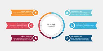 Circular Cycle Infographic Template Design With Six Steps vector
