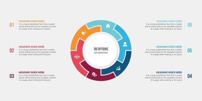 Circle Infographic Template Design With Six Steps, Process Workflow Diagram vector