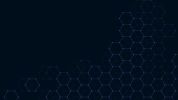 Digital technology abstract hexagons background with black lines and dots vector