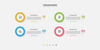 4 Steps Infographics Design Template for Graph, Pie chart, workflow layout, squire diagram, brochure, report, presentation, web design Editable vector