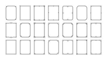 Simple line frames. Double stroke borders. Decorative outline geometric rectangle frame for wedding invitations. Thin line templates for greeting posters and photo cards. set vector