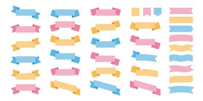 Simple ribbon frame. Title flag banner. Empty decorative elements for messages, invitations, branding, product labels. Various ribbon borders. Flat speech bubble. set vector