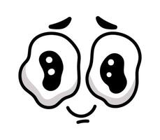 Pleading cartoon face with melting big eyes and small cute smile is a funny and expressive character, perfect for adding a touch of humor and emotion to any project vector