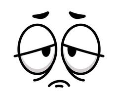 Simple sad face with half closed eyes and worried expression, ideal for representing boredom, sadness, exhaustion, or disappointment in a playful and lighthearted way vector