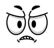 Cartoon face displaying anger with a frowning mouth and raised eyebrows, effectively communicating strong feelings of annoyance, frustration, and displeasure vector