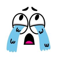 Cartoon face is crying with big tears falling from its eyes, expressing deep sadness and despair, creating a relatable image of emotional distress vector