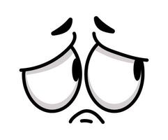 Cartoon face expressing sadness and disappointment, effectively capturing negative emotions in a whimsical and engaging manner, perfect for conveying feelings of grief and loneliness vector