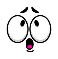 Cartoon illustration of a surprised face showing shock and fear with wide opened eyes and raised eyebrows, expressing worry and anxiety, ideal for social media communication vector