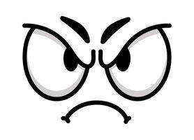 Cartoon face expressing anger and disapproval, featuring furrowed eyebrows and a frowning mouth, effectively conveying a strong negative emotion and a sense of irritation vector